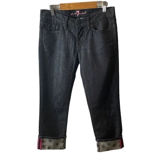 7 For All Mankind Denim - 7 For All Mankind Skull Crop Low-Rise Jeans Size 26